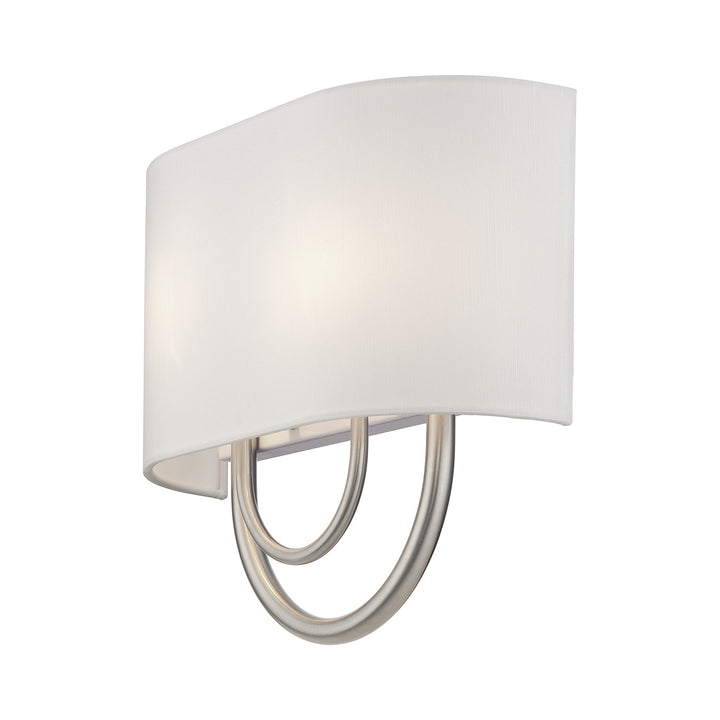 2 Light Brushed Nickel Ada Sconce With Hand Crafted Off-White Fabric Shade