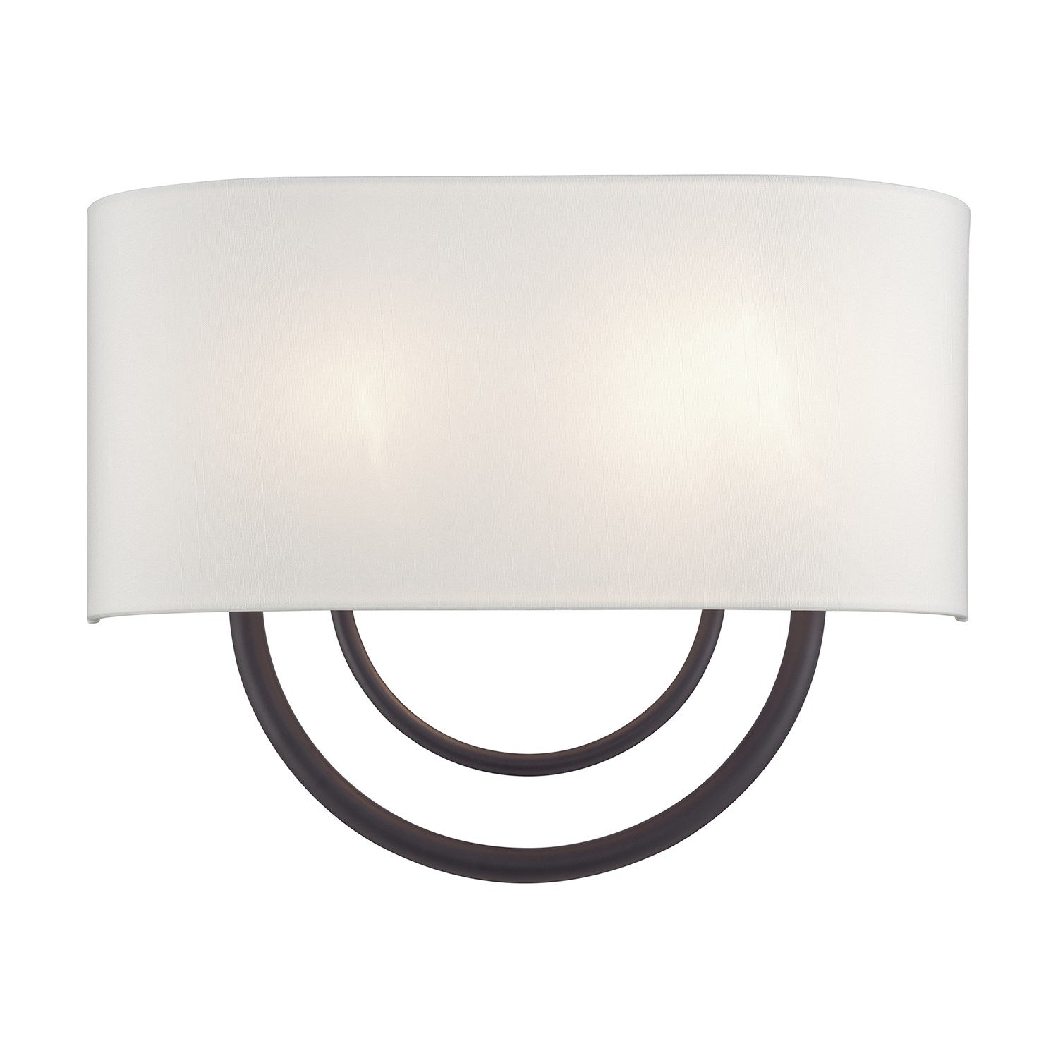 2 Light Bronze Large Ada Sconce With Hand Crafted Off-White Fabric Shade by Livex Lighting