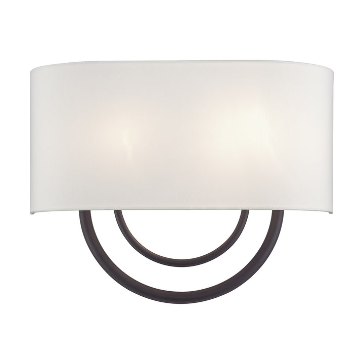 2 Light Bronze Large Ada Sconce With Hand Crafted Off-White Fabric Shade by Livex Lighting