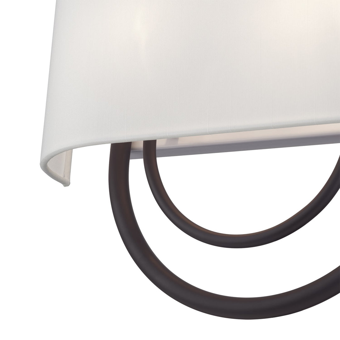 2 Light Bronze Large Ada Sconce With Hand Crafted Off-White Fabric Shade
