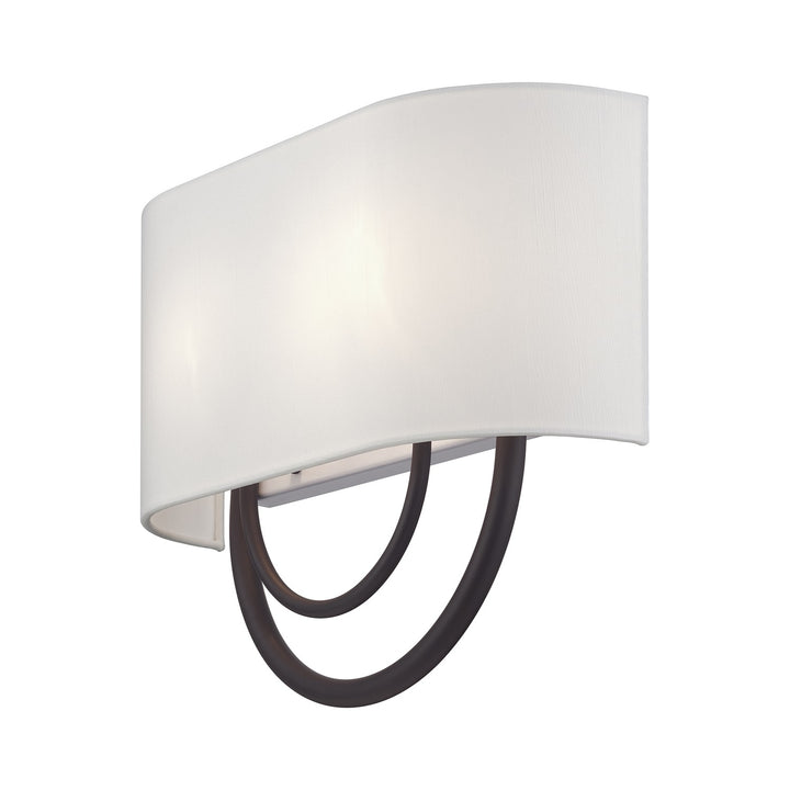 2 Light Bronze Large Ada Sconce With Hand Crafted Off-White Fabric Shade