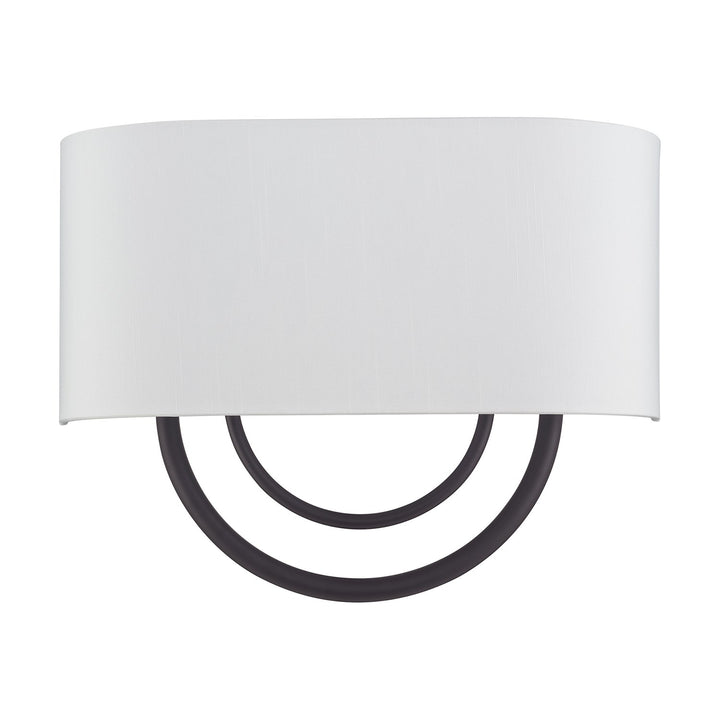 2 Light Bronze Large Ada Sconce With Hand Crafted Off-White Fabric Shade