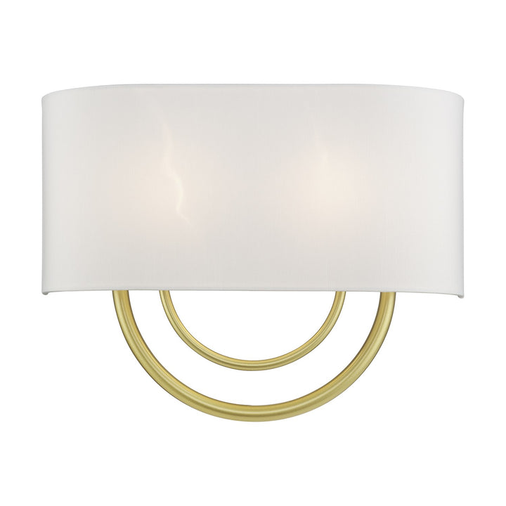 2 Light Soft Gold Large Ada Sconce With Hand Crafted Off-White Fabric Shade by Livex Lighting