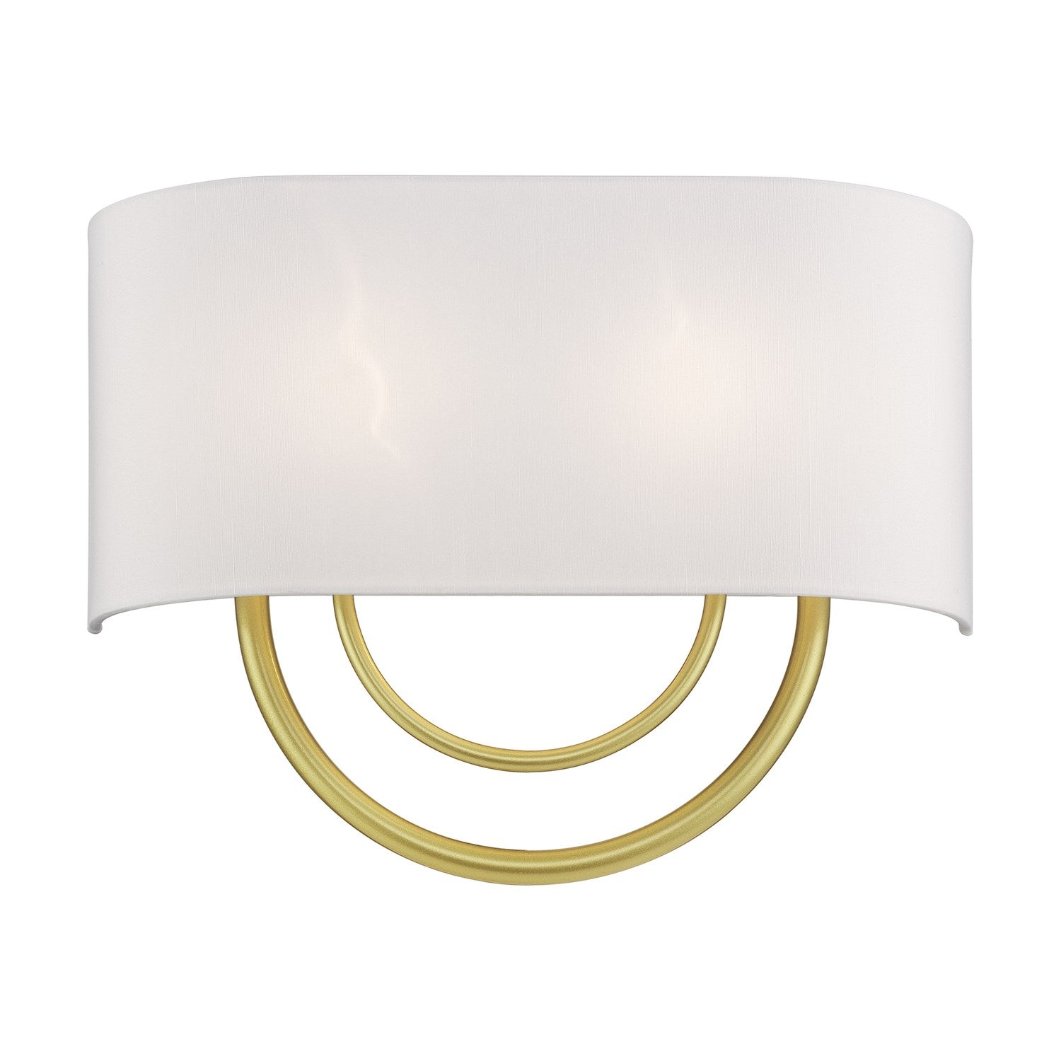 2 Light Soft Gold Large Ada Sconce With Hand Crafted Off-White Fabric Shade