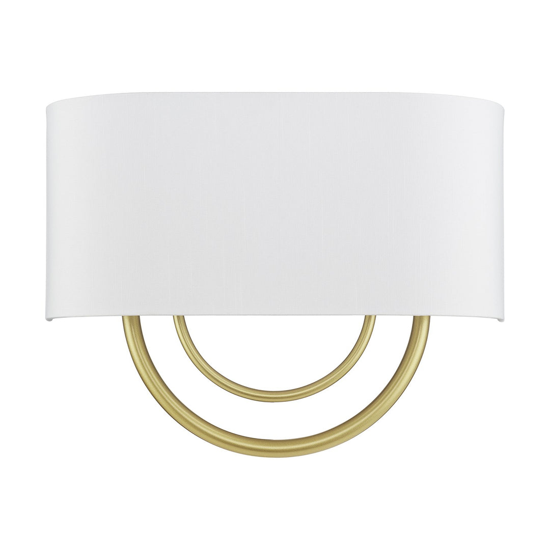2 Light Soft Gold Large Ada Sconce With Hand Crafted Off-White Fabric Shade