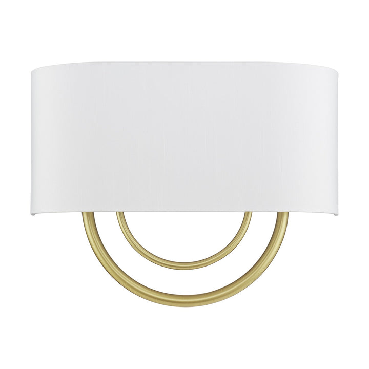 2 Light Soft Gold Large Ada Sconce With Hand Crafted Off-White Fabric Shade