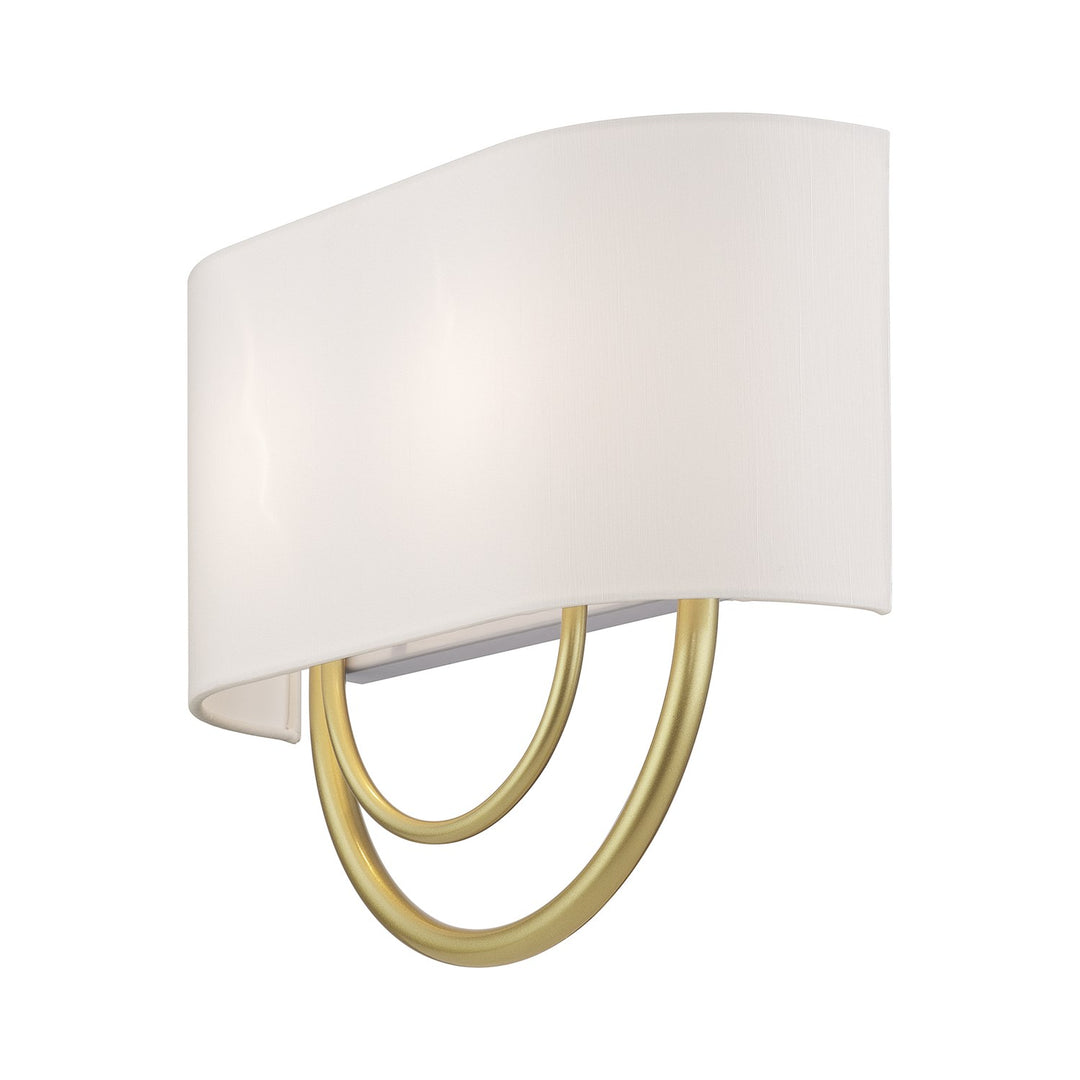 2 Light Soft Gold Large Ada Sconce With Hand Crafted Off-White Fabric Shade