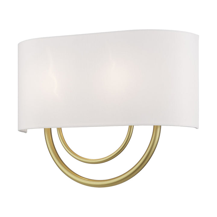 2 Light Soft Gold Large Ada Sconce With Hand Crafted Off-White Fabric Shade