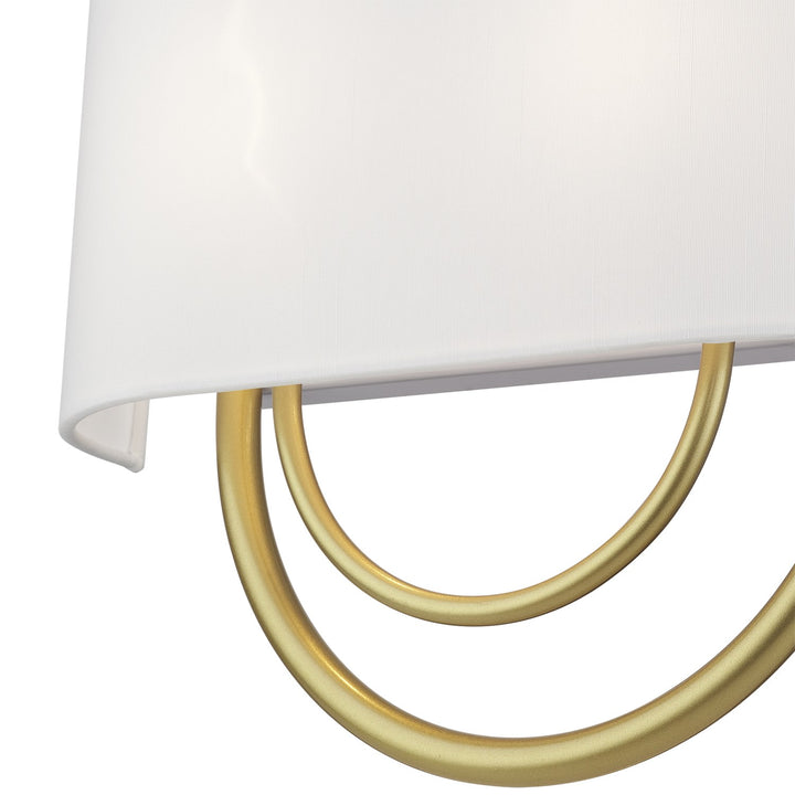 2 Light Soft Gold Large Ada Sconce With Hand Crafted Off-White Fabric Shade