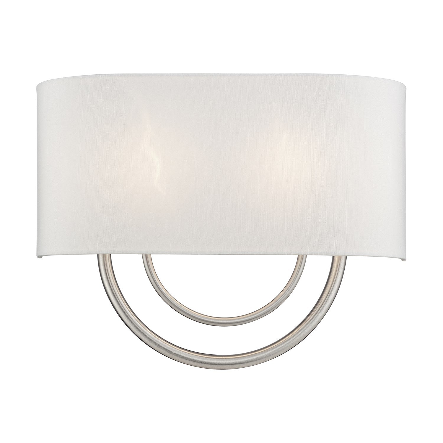 2 Light Brushed Nickel Large Ada Sconce With Hand Crafted Off-White Fabric Shade by Livex Lighting