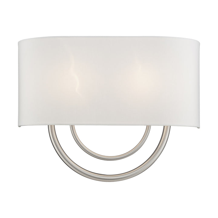 2 Light Brushed Nickel Large Ada Sconce With Hand Crafted Off-White Fabric Shade by Livex Lighting
