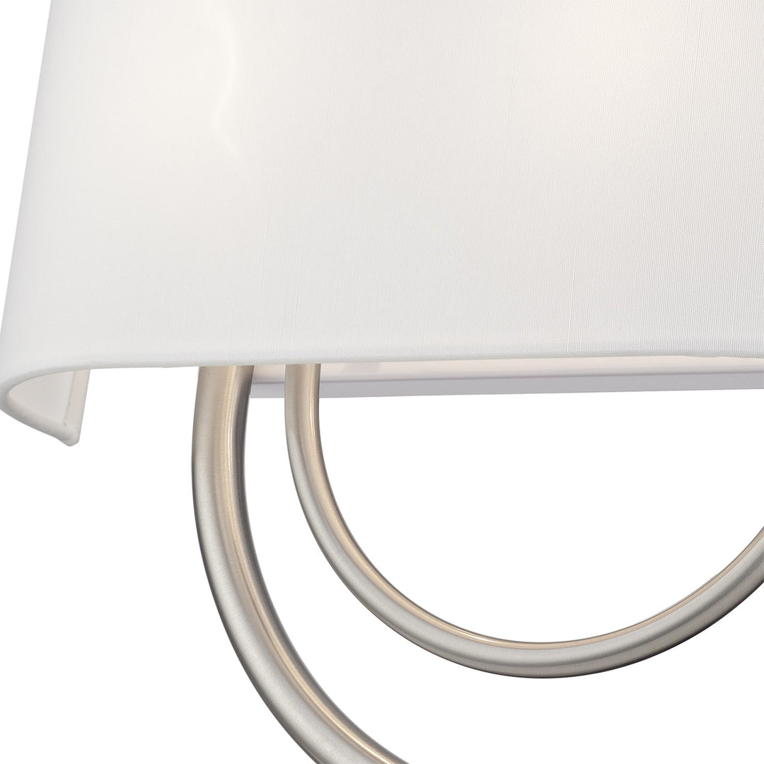 2 Light Brushed Nickel Large Ada Sconce With Hand Crafted Off-White Fabric Shade