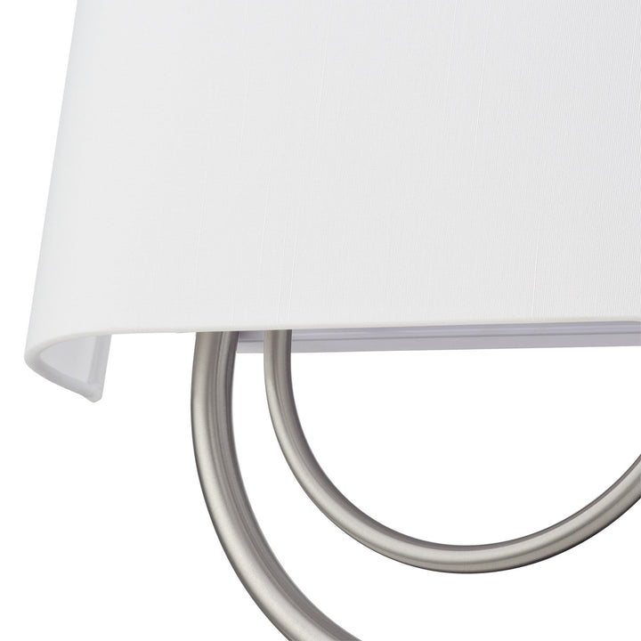 2 Light Brushed Nickel Large Ada Sconce With Hand Crafted Off-White Fabric Shade