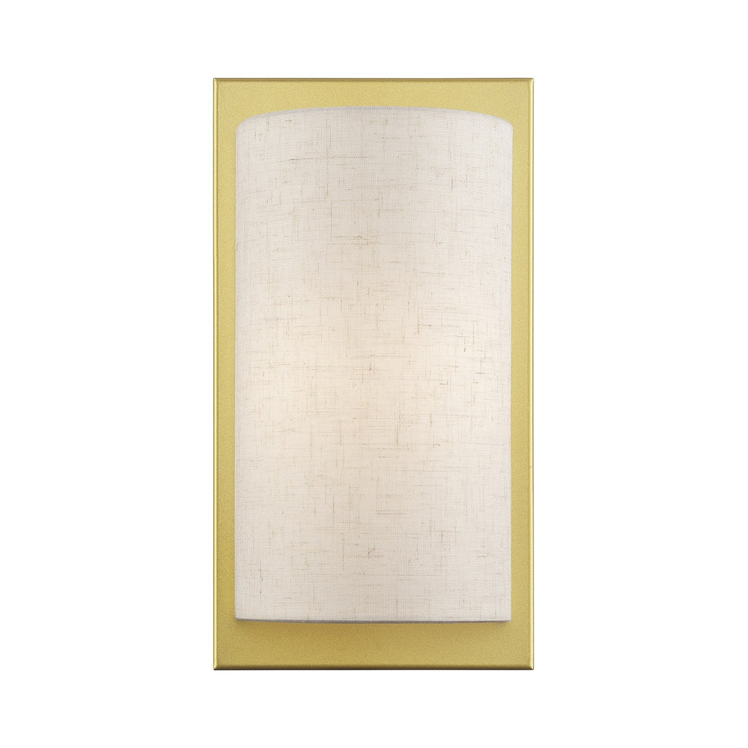 1 Light Soft Gold Ada Sconce With Hand Crafted Oatmeal Fabric Shade by Livex Lighting