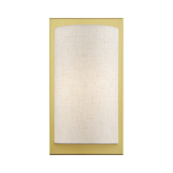 1 Light Soft Gold Ada Sconce With Hand Crafted Oatmeal Fabric Shade by Livex Lighting