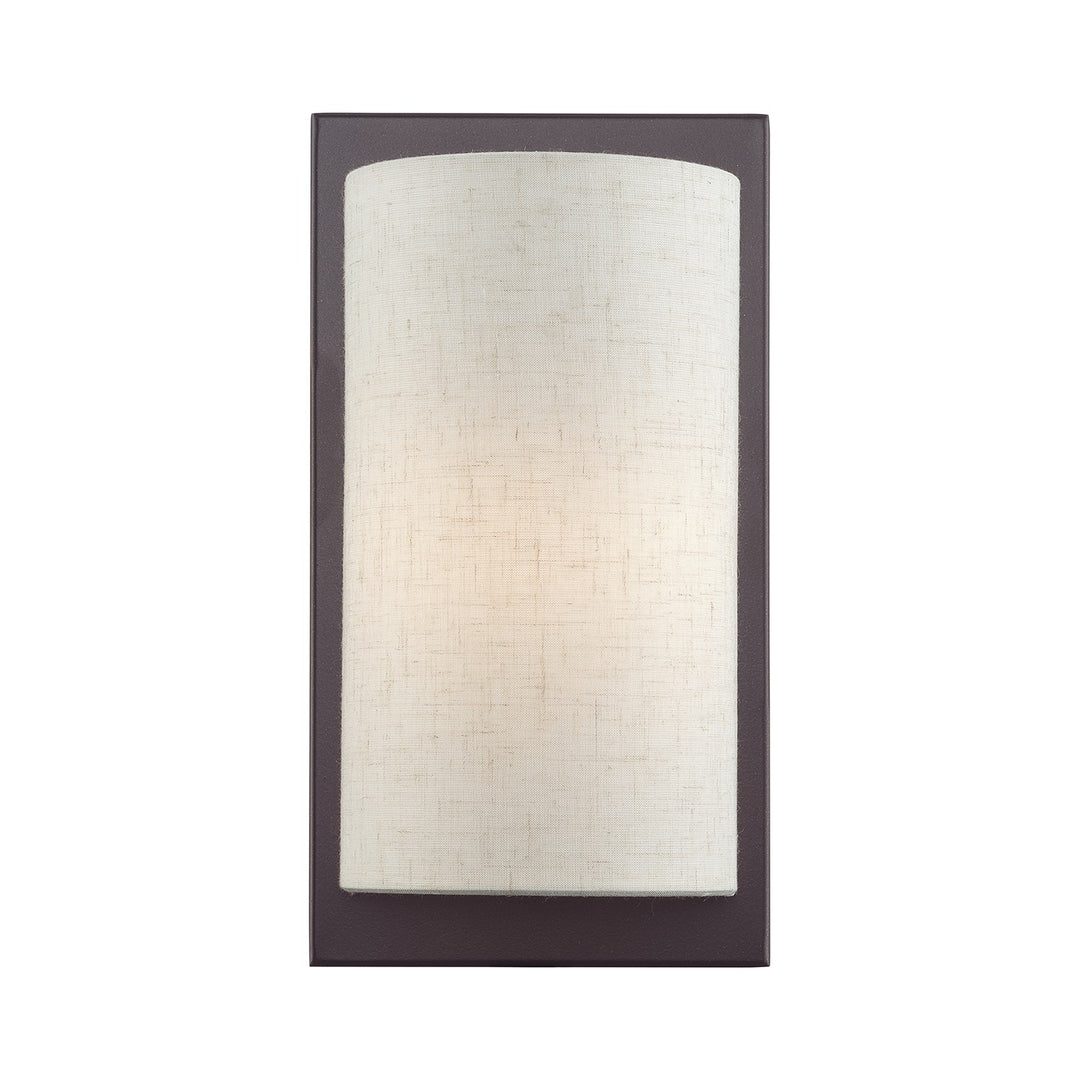 1 Light English Bronze Ada Sconce With Hand Crafted Oatmeal Fabric Shade by Livex Lighting