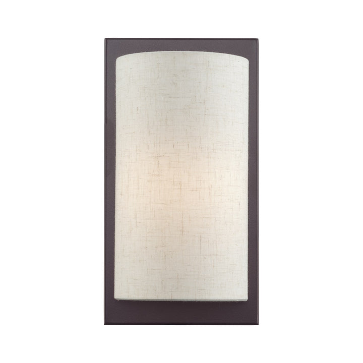 1 Light English Bronze Ada Sconce With Hand Crafted Oatmeal Fabric Shade by Livex Lighting
