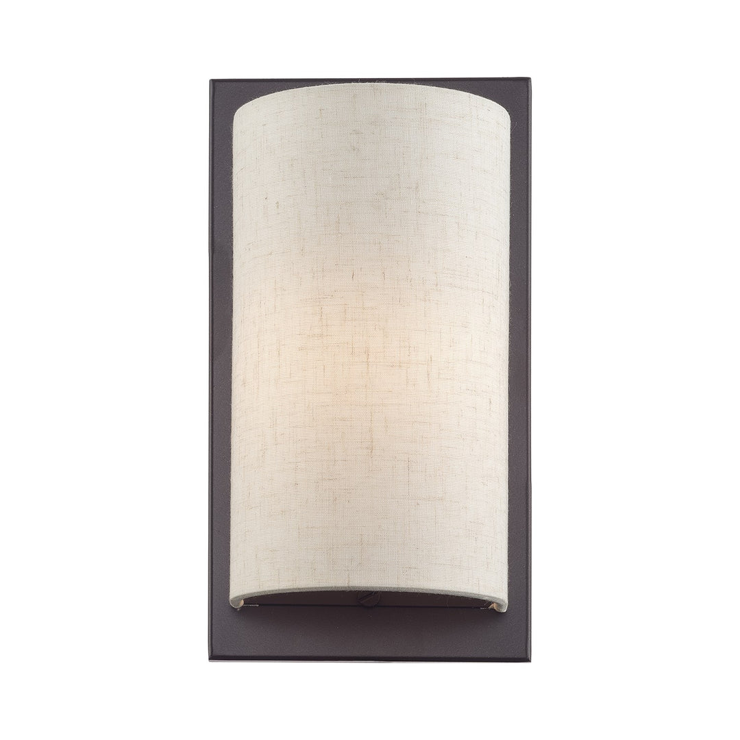 1 Light English Bronze Ada Sconce With Hand Crafted Oatmeal Fabric Shade