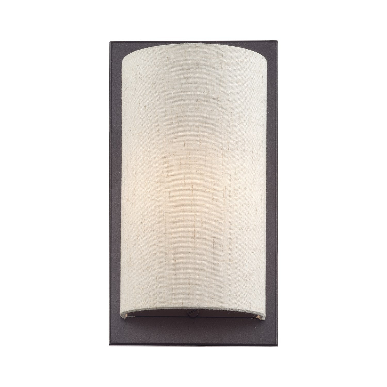 1 Light English Bronze Ada Sconce With Hand Crafted Oatmeal Fabric Shade