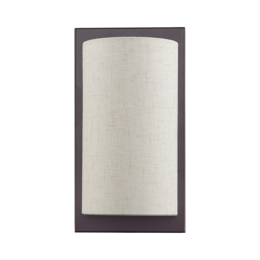 1 Light English Bronze Ada Sconce With Hand Crafted Oatmeal Fabric Shade