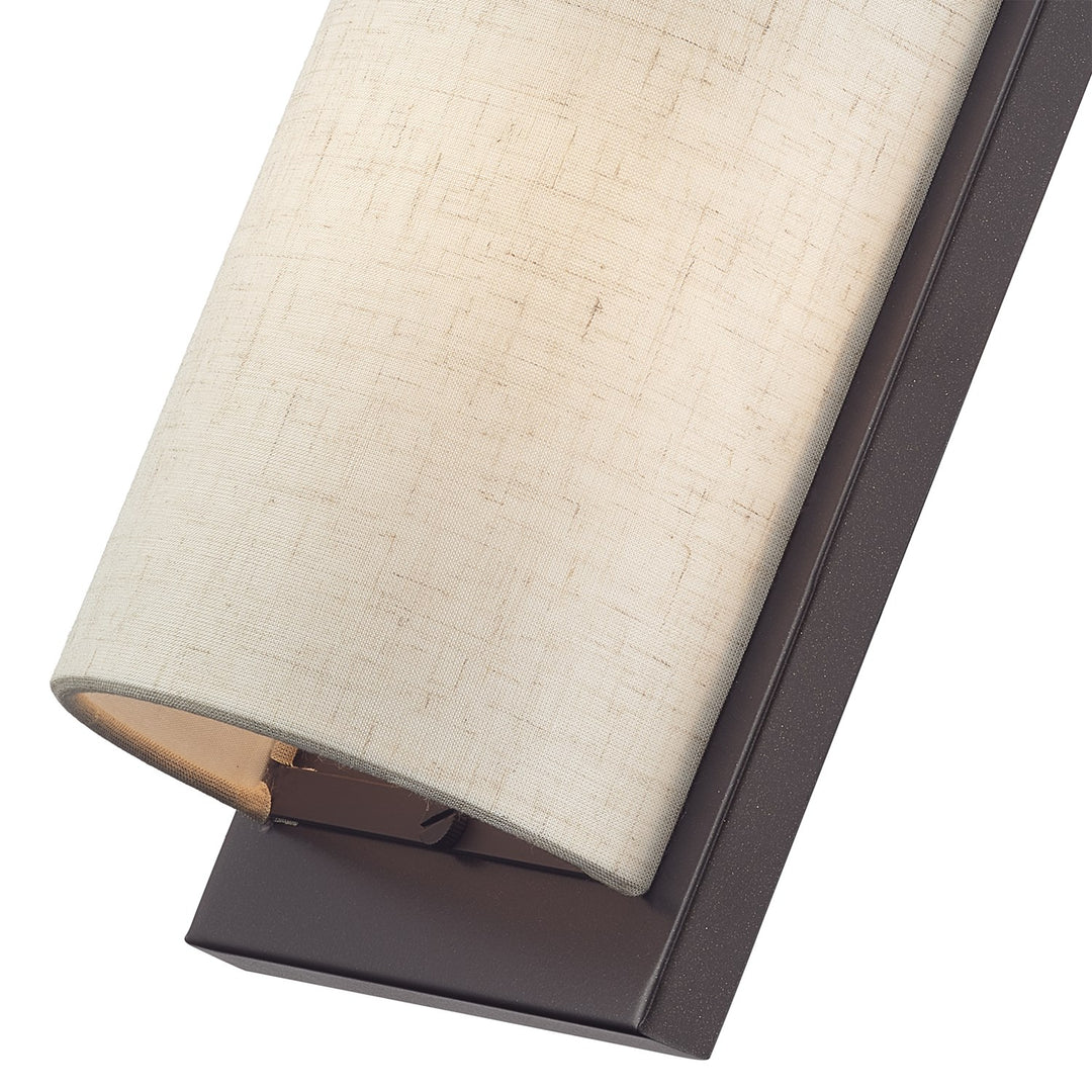 1 Light English Bronze Ada Sconce With Hand Crafted Oatmeal Fabric Shade