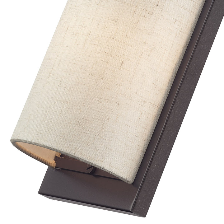 1 Light English Bronze Ada Sconce With Hand Crafted Oatmeal Fabric Shade