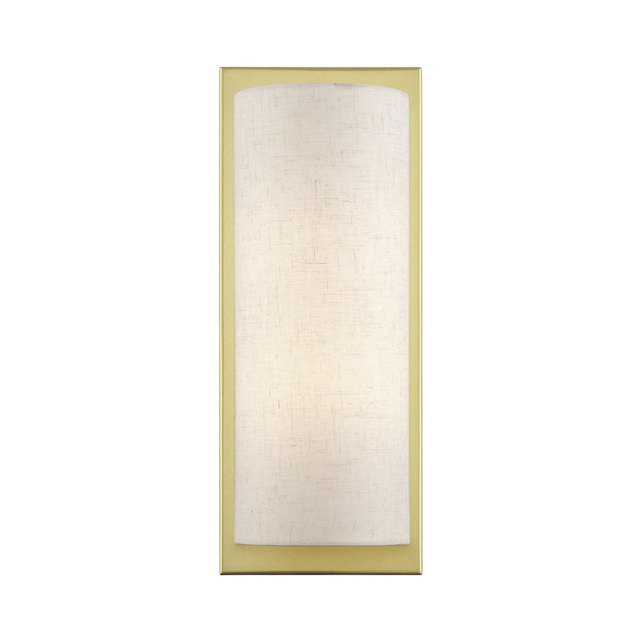 1 Light Soft Gold Large Ada Sconce With Hand Crafted Oatmeal Fabric Shade by Livex Lighting