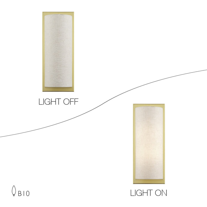 1 Light Soft Gold Large Ada Sconce With Hand Crafted Oatmeal Fabric Shade