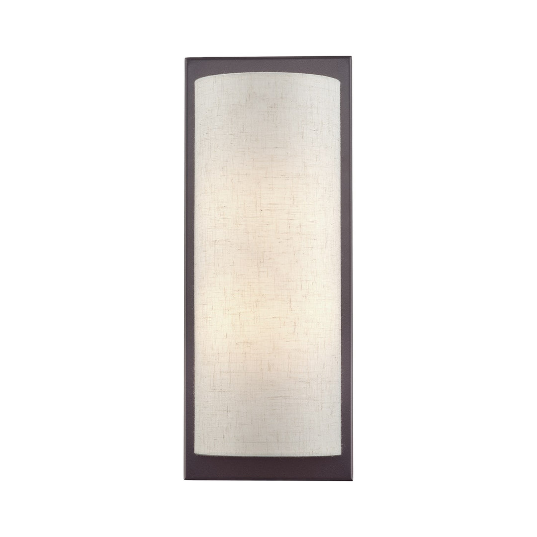 1 Light English Bronze Large Ada Sconce With Hand Crafted Oatmeal Fabric Shade by Livex Lighting