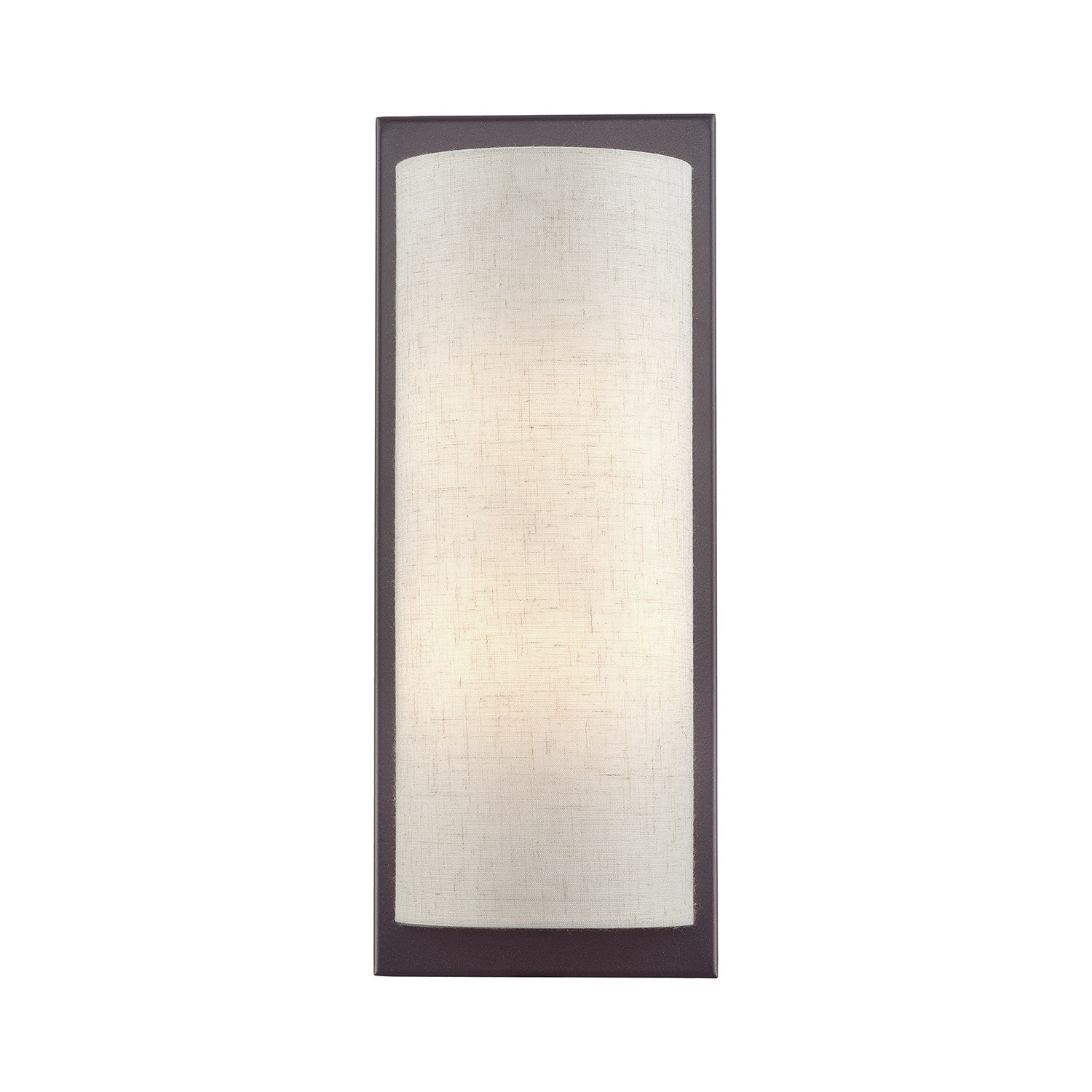 1 Light English Bronze Large Ada Sconce With Hand Crafted Oatmeal Fabric Shade by Livex Lighting