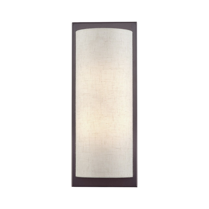 1 Light English Bronze Large Ada Sconce With Hand Crafted Oatmeal Fabric Shade by Livex Lighting