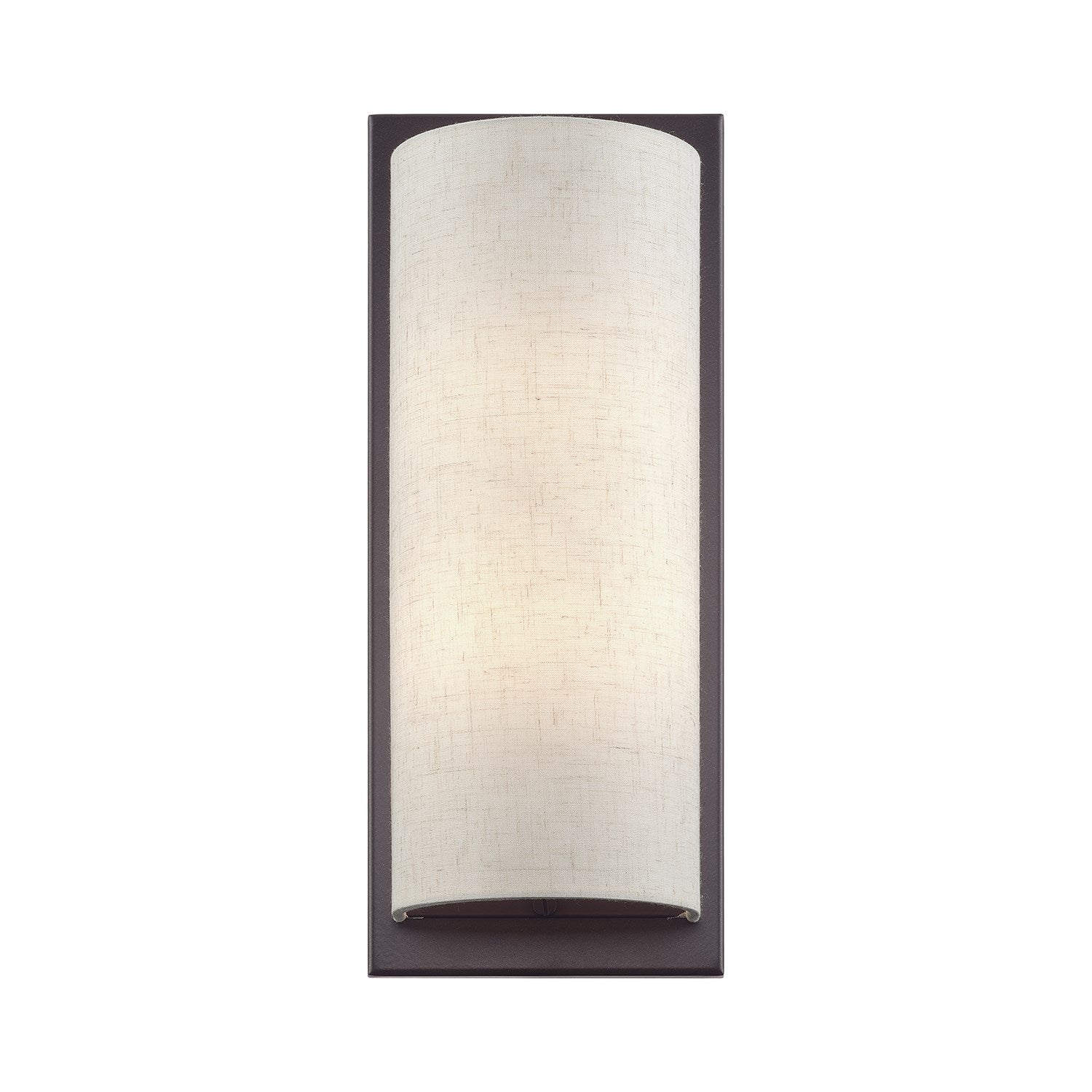 1 Light English Bronze Large Ada Sconce With Hand Crafted Oatmeal Fabric Shade
