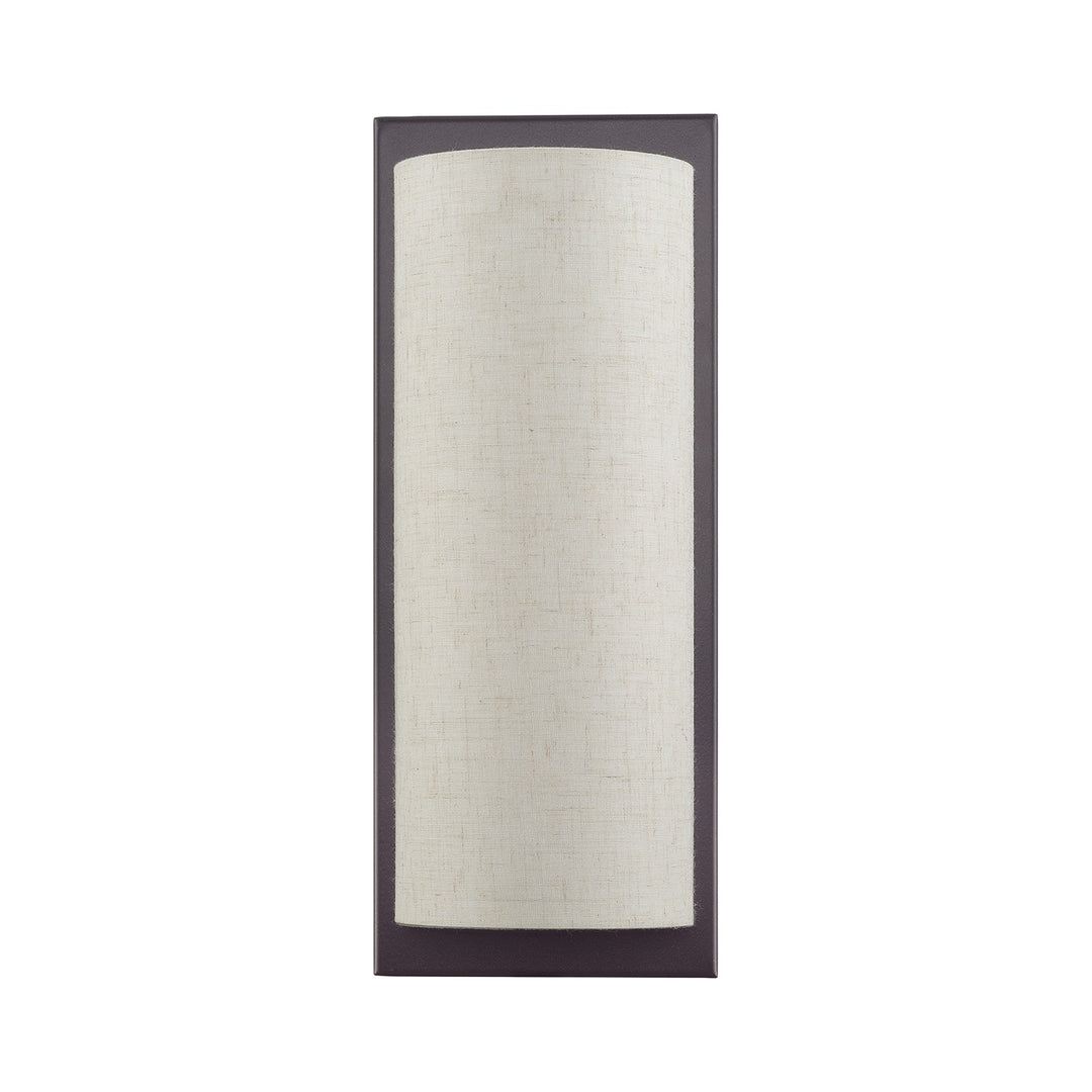 1 Light English Bronze Large Ada Sconce With Hand Crafted Oatmeal Fabric Shade