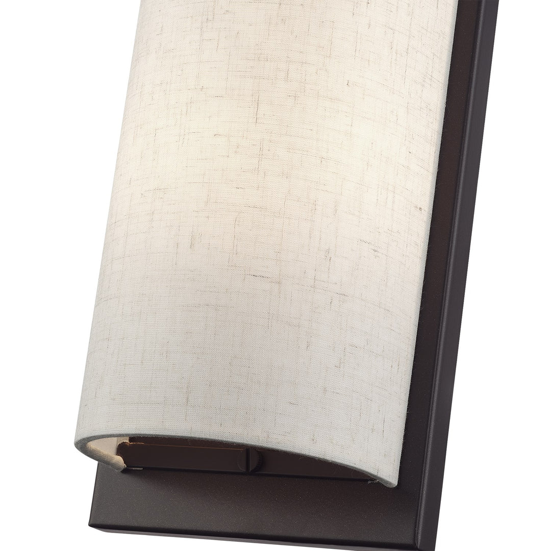 1 Light English Bronze Large Ada Sconce With Hand Crafted Oatmeal Fabric Shade