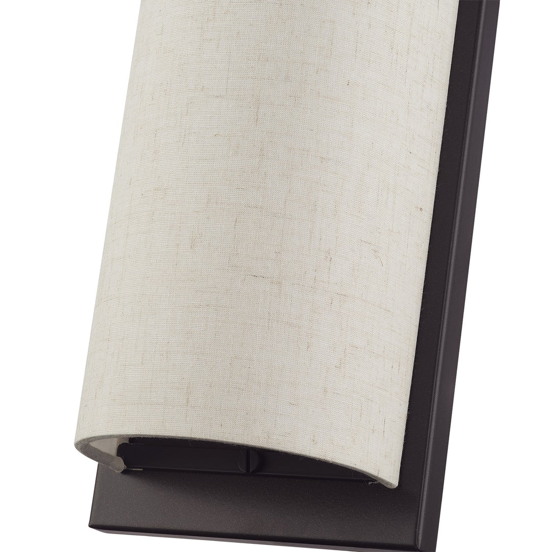 1 Light English Bronze Large Ada Sconce With Hand Crafted Oatmeal Fabric Shade