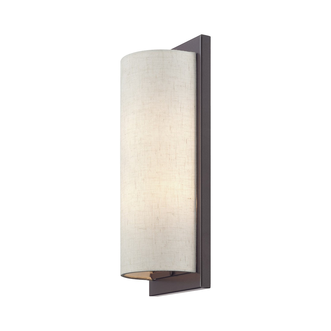1 Light English Bronze Large Ada Sconce With Hand Crafted Oatmeal Fabric Shade
