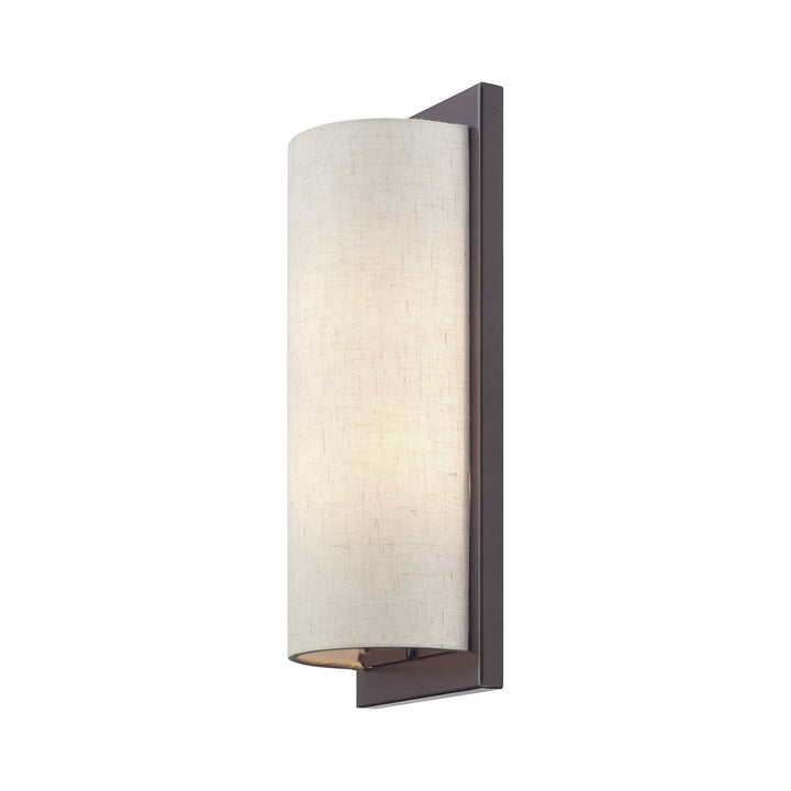 1 Light English Bronze Large Ada Sconce With Hand Crafted Oatmeal Fabric Shade