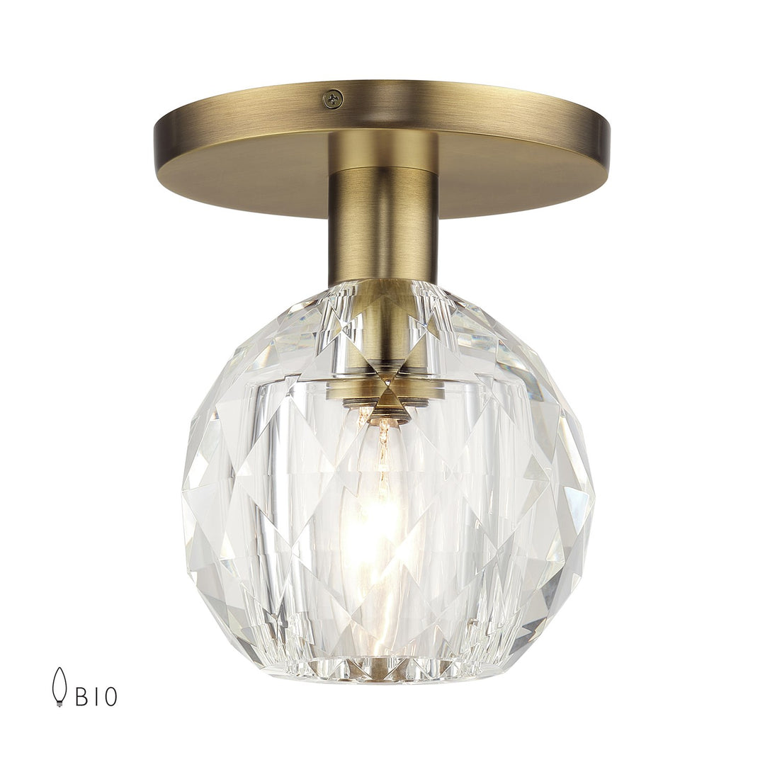 1 Light Natural Brass Crystal Semi-Flush by Livex Lighting
