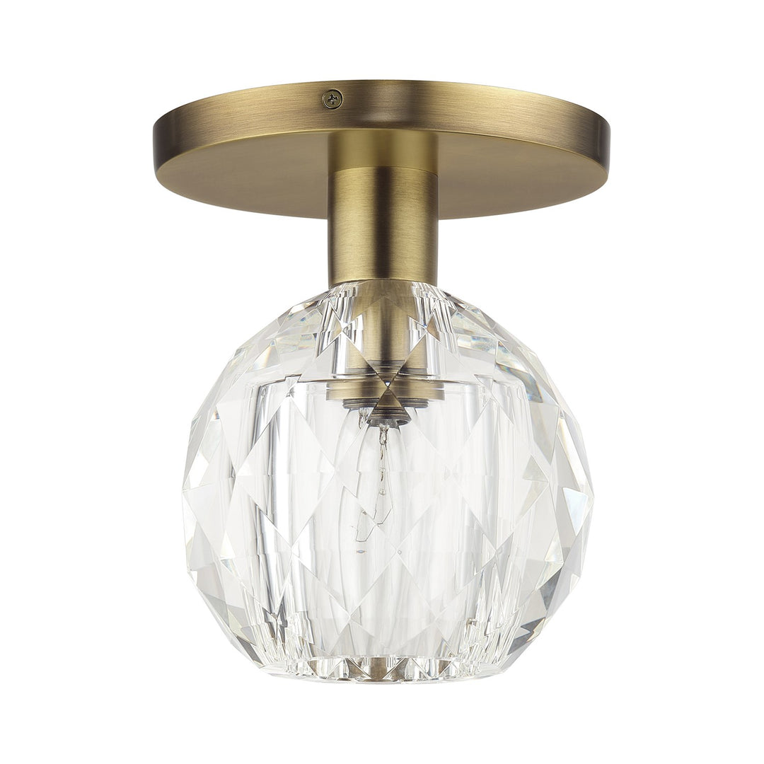 1 Light Natural Brass Crystal Semi-Flush