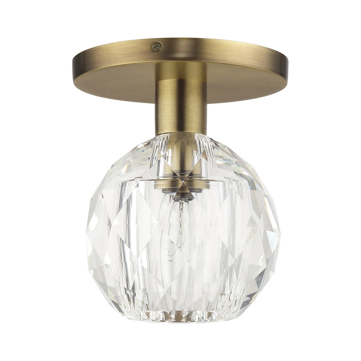 1 Light Natural Brass Crystal Semi-Flush