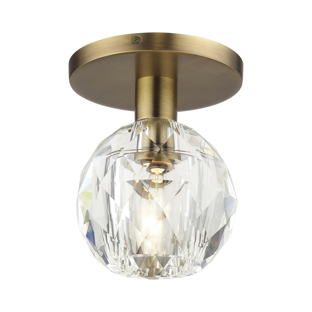 1 Light Natural Brass Crystal Semi-Flush