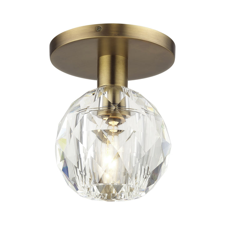 1 Light Natural Brass Crystal Semi-Flush