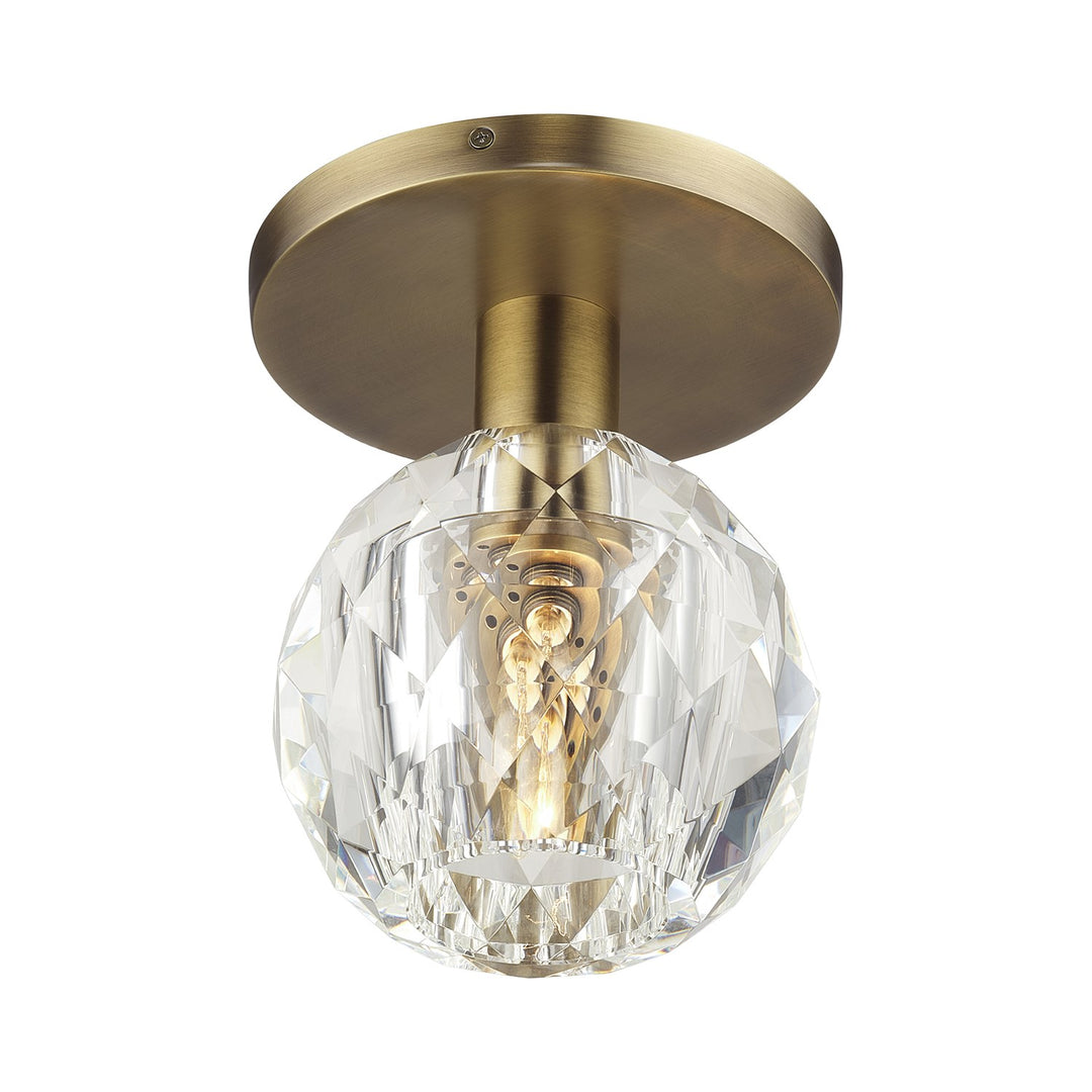 1 Light Natural Brass Crystal Semi-Flush