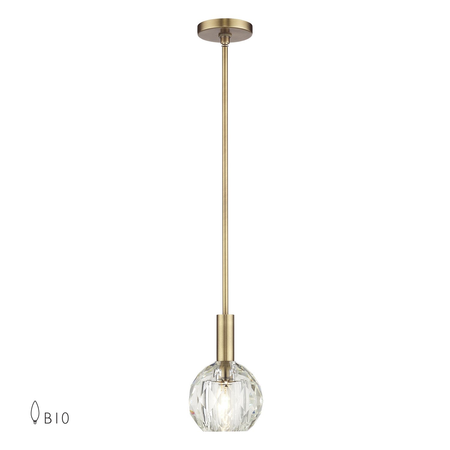 1 Light Natural Brass Crystal Pendant by Livex Lighting
