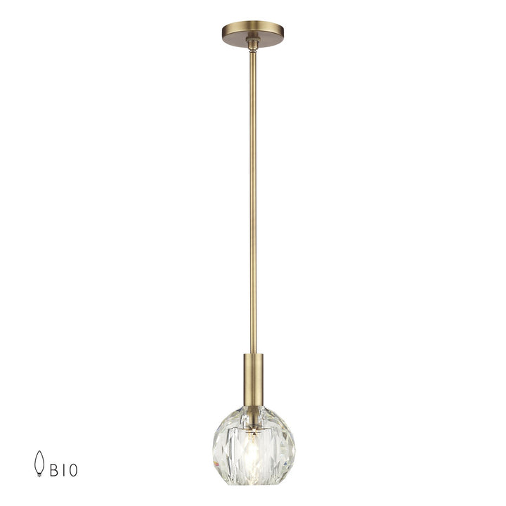 1 Light Natural Brass Crystal Pendant by Livex Lighting