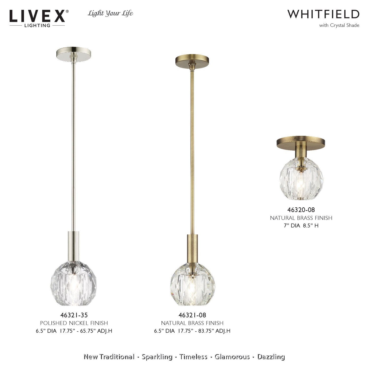 1 Light Natural Brass Crystal Pendant