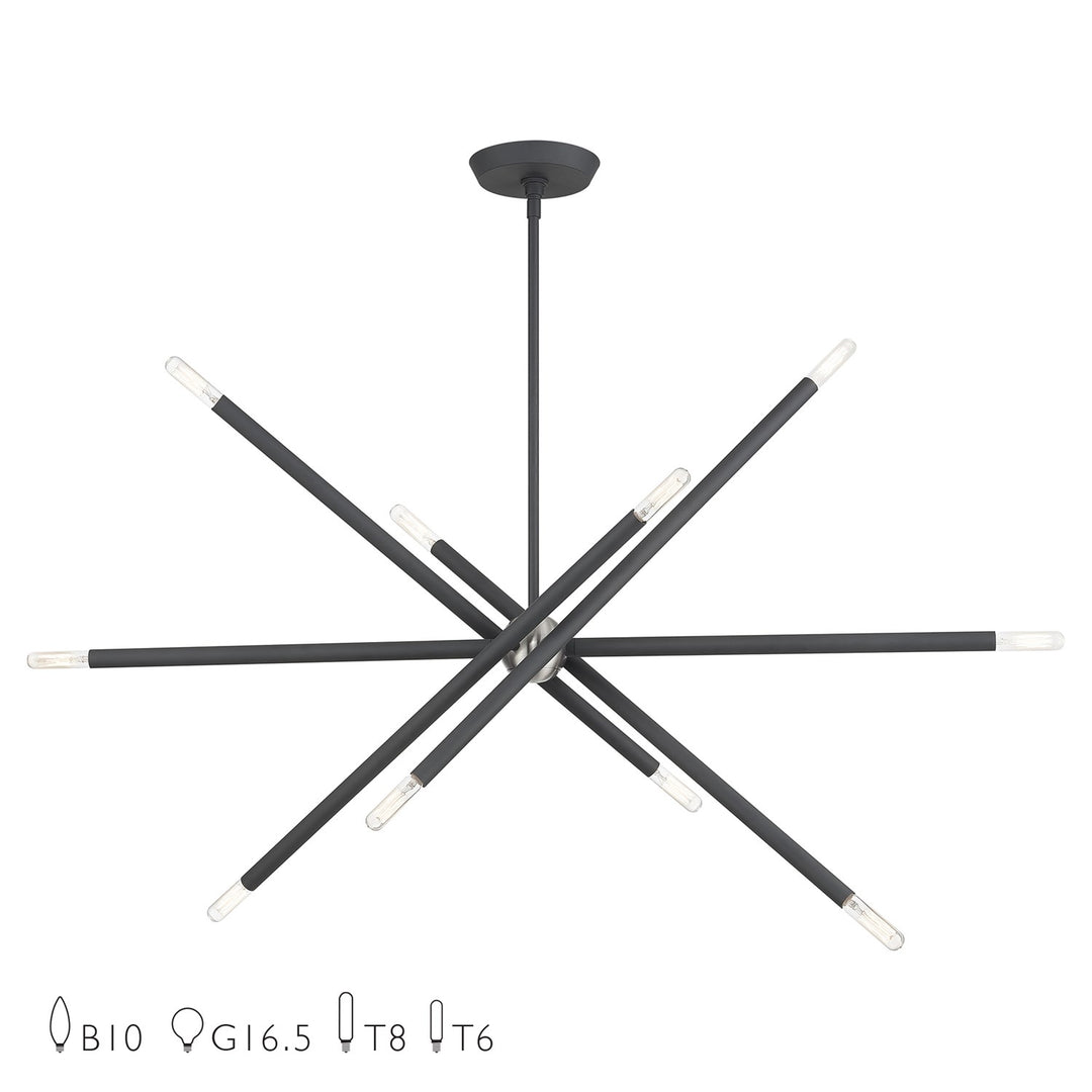 10 Light Scandinavian Gray Large Linear Chandelier by Livex Lighting