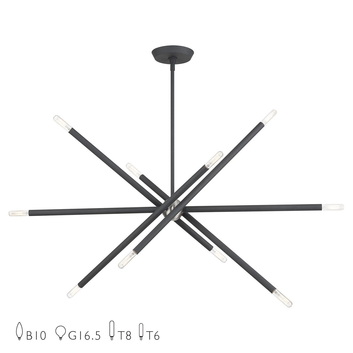 10 Light Scandinavian Gray Large Linear Chandelier by Livex Lighting