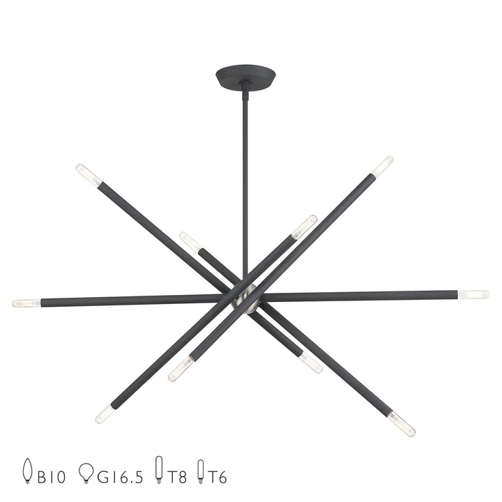 10 Light Scandinavian Gray Large Linear Chandelier by Livex Lighting