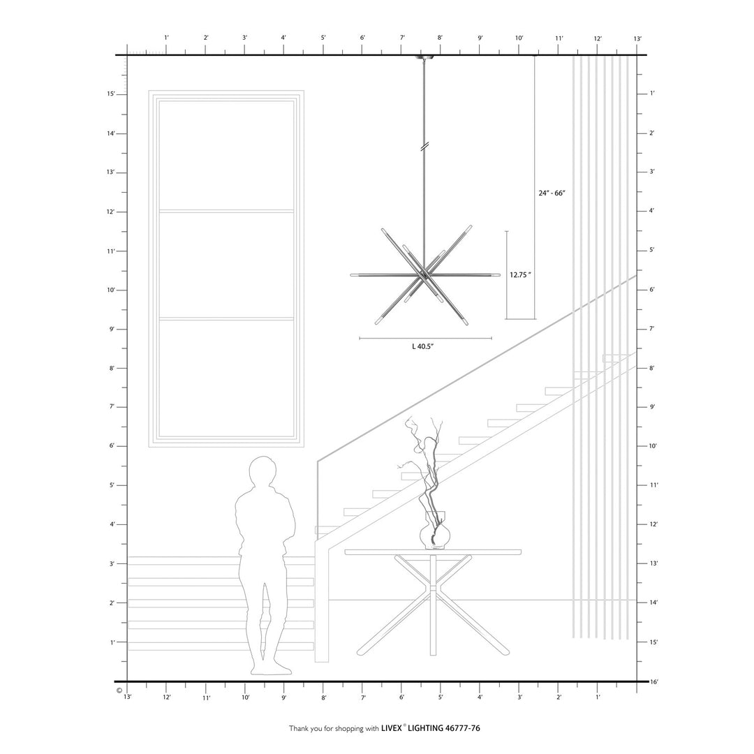 10 Light Scandinavian Gray Large Linear Chandelier